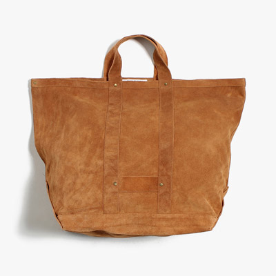 LEATHER TOTE BAG -BROWN-