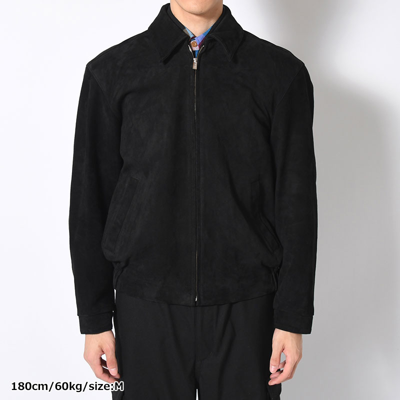 ZIP UP LEATHER BLOUSON -BLACK-