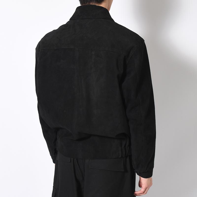 ZIP UP LEATHER BLOUSON -BLACK-