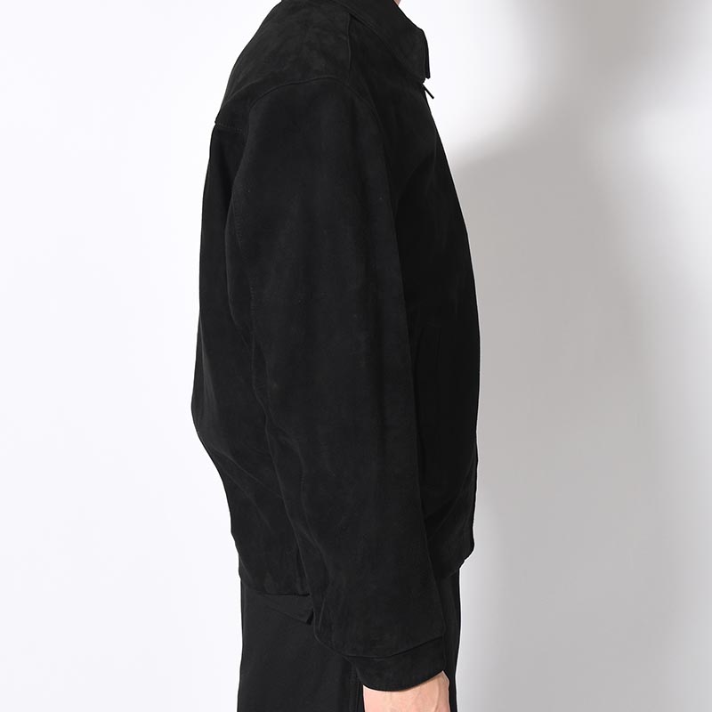 ZIP UP LEATHER BLOUSON -BLACK-