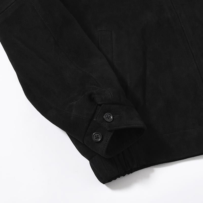 ZIP UP LEATHER BLOUSON -BLACK-