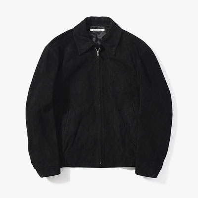 ZIP UP LEATHER BLOUSON -BLACK-