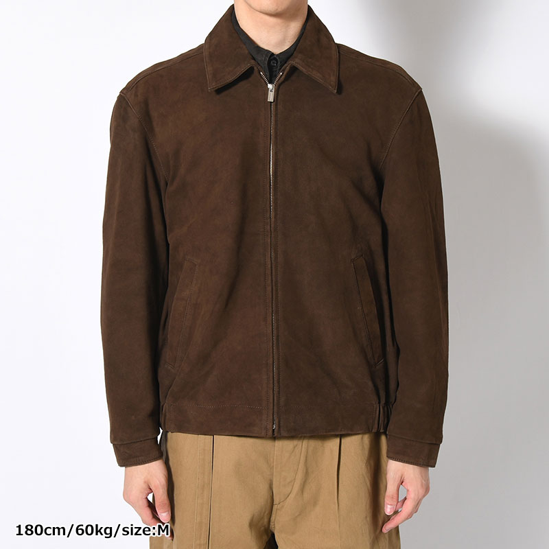 ZIP UP LEATHER BLOUSON -BROWN-