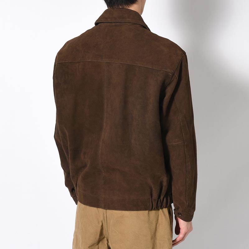 ZIP UP LEATHER BLOUSON -BROWN-