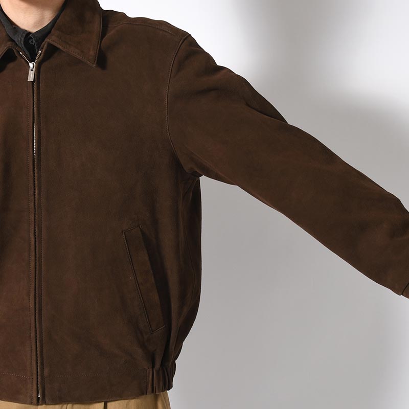 ZIP UP LEATHER BLOUSON -BROWN-