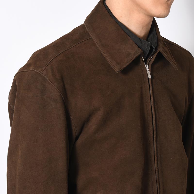 ZIP UP LEATHER BLOUSON -BROWN-