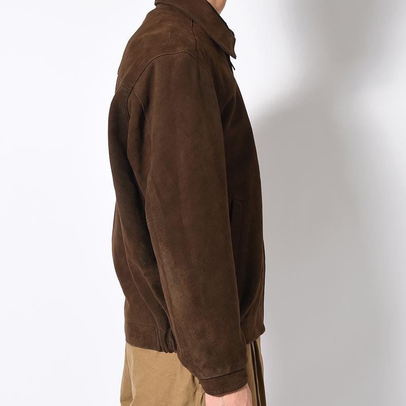 ZIP UP LEATHER BLOUSON -BROWN-