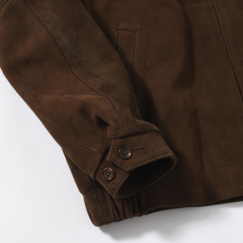 ZIP UP LEATHER BLOUSON -BROWN-