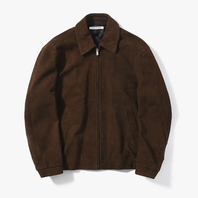 ZIP UP LEATHER BLOUSON -BROWN-