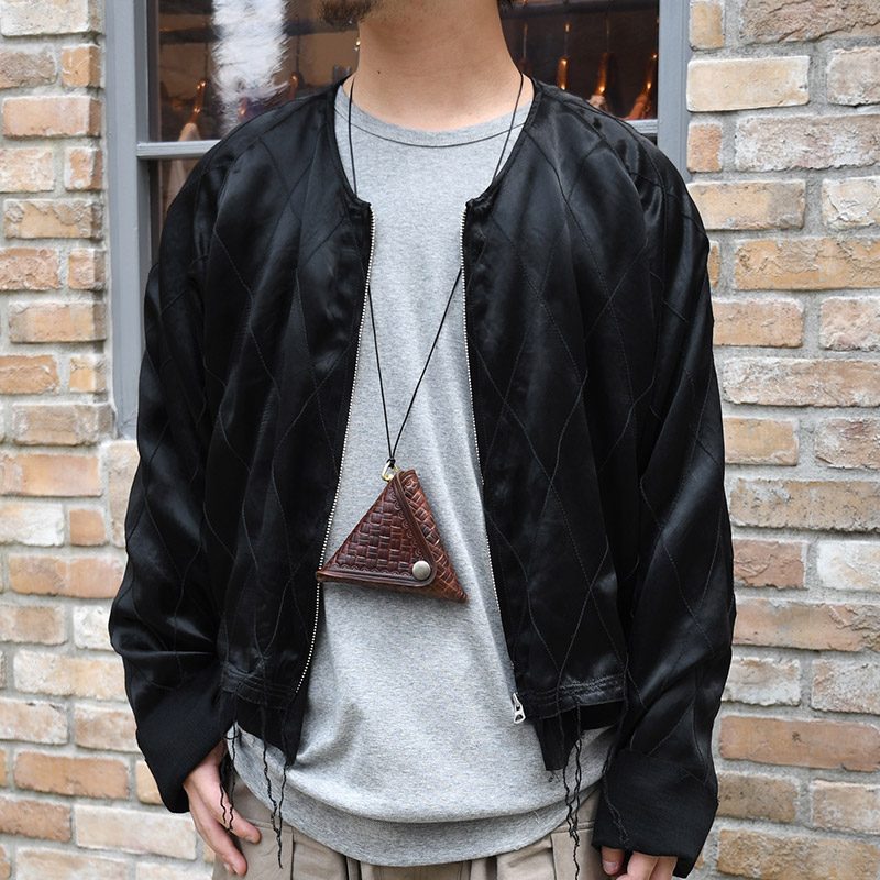 LEATHER TRIANGLE COINCASE -BROWN-