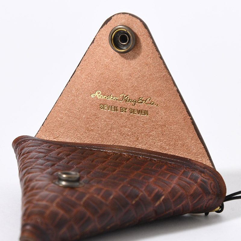 LEATHER TRIANGLE COINCASE -BROWN-