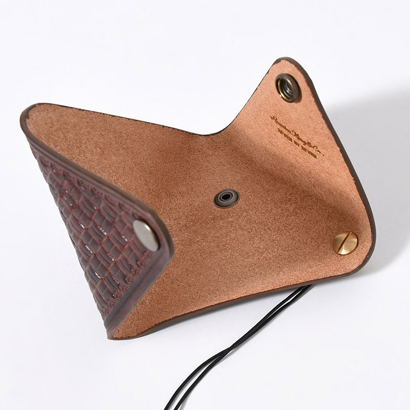 LEATHER TRIANGLE COINCASE -BROWN-