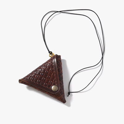 LEATHER TRIANGLE COINCASE -BROWN-