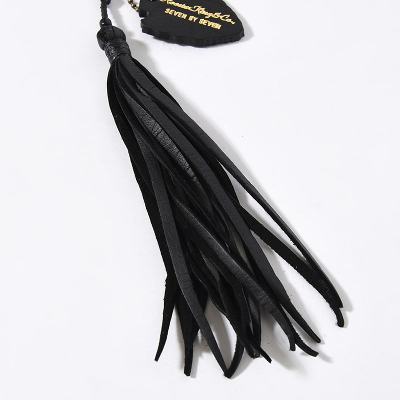 LEATHER BRAIDING TASSEL NECKLACE -BLACK-