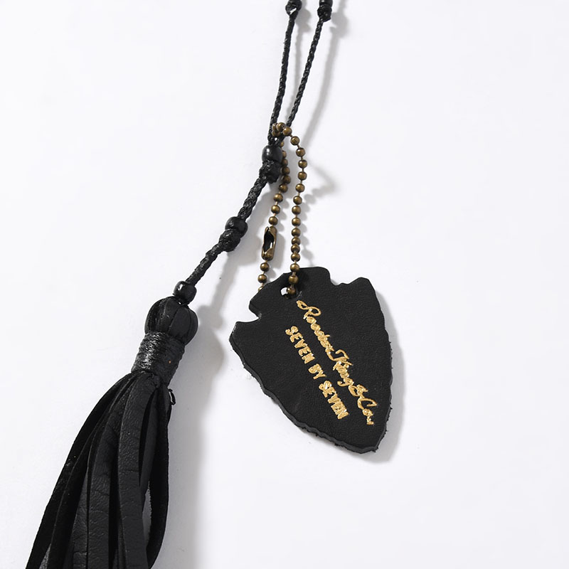 LEATHER BRAIDING TASSEL NECKLACE -BLACK-