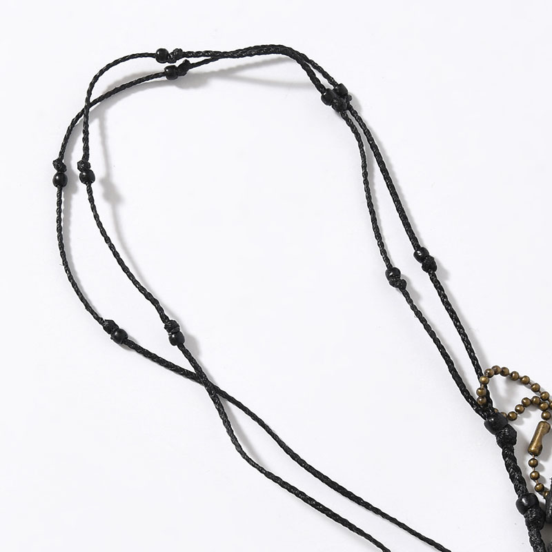 LEATHER BRAIDING TASSEL NECKLACE -BLACK-