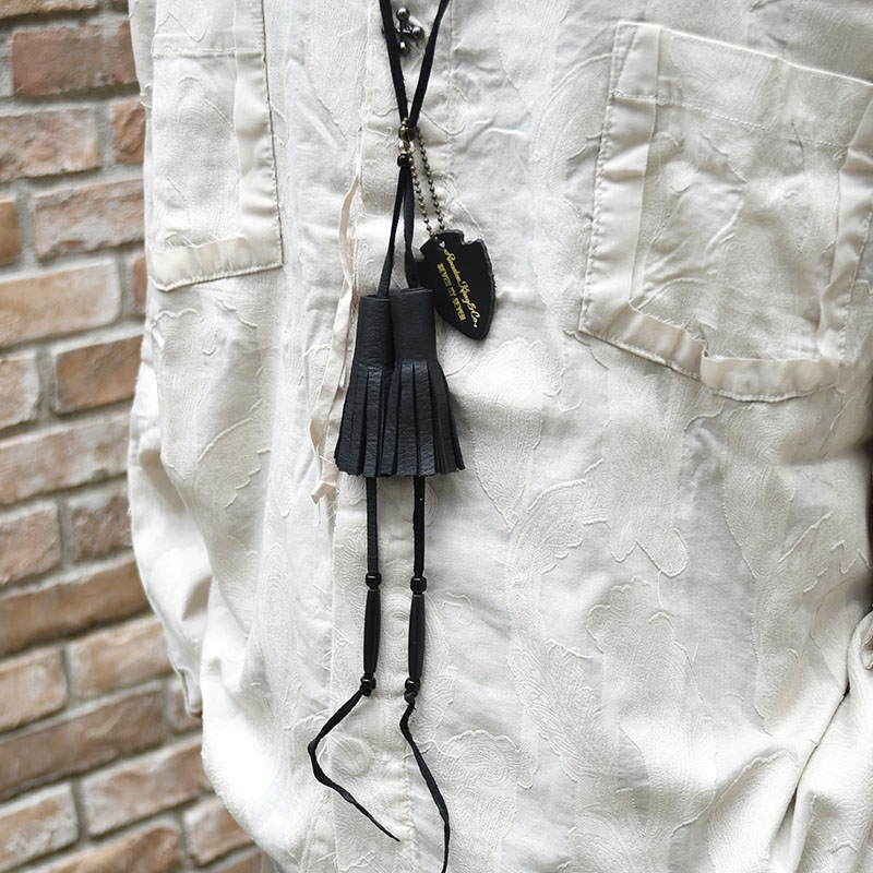 LEATHER TASSEL NECKLACE -BLACK-