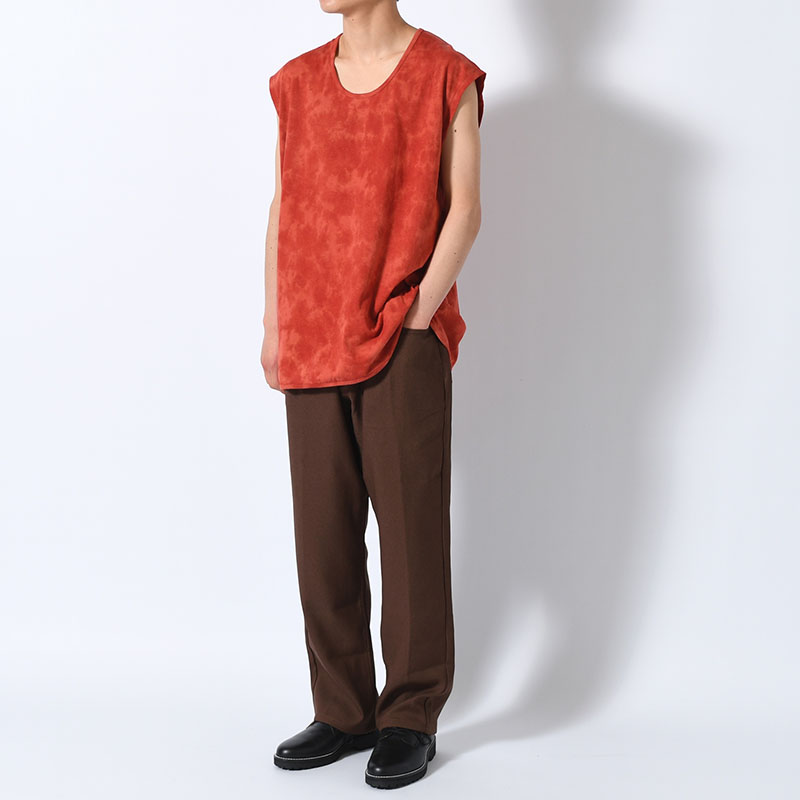 HEMP ORGANIC COTTON SLEEVE-LESS NEP TEE -RED-