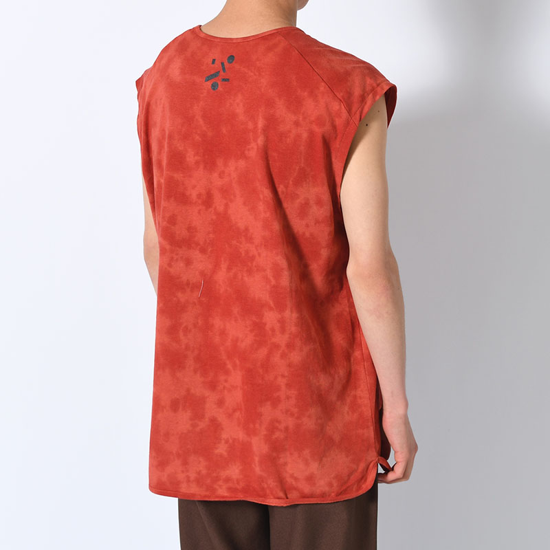 HEMP ORGANIC COTTON SLEEVE-LESS NEP TEE -RED-