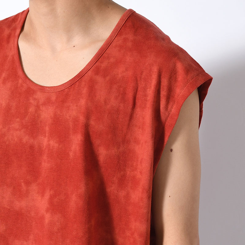 HEMP ORGANIC COTTON SLEEVE-LESS NEP TEE -RED-