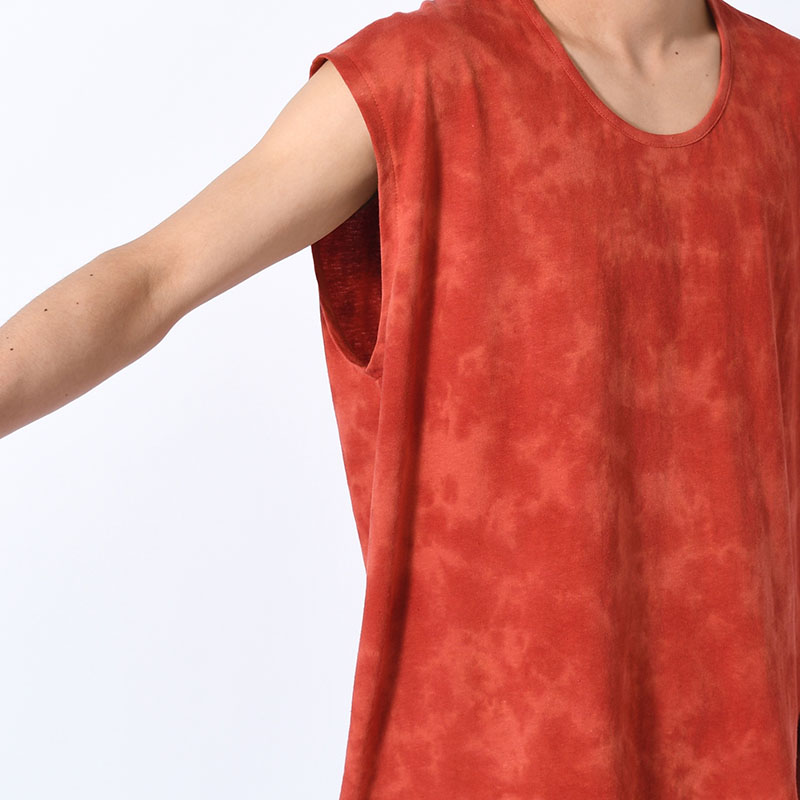 HEMP ORGANIC COTTON SLEEVE-LESS NEP TEE -RED-