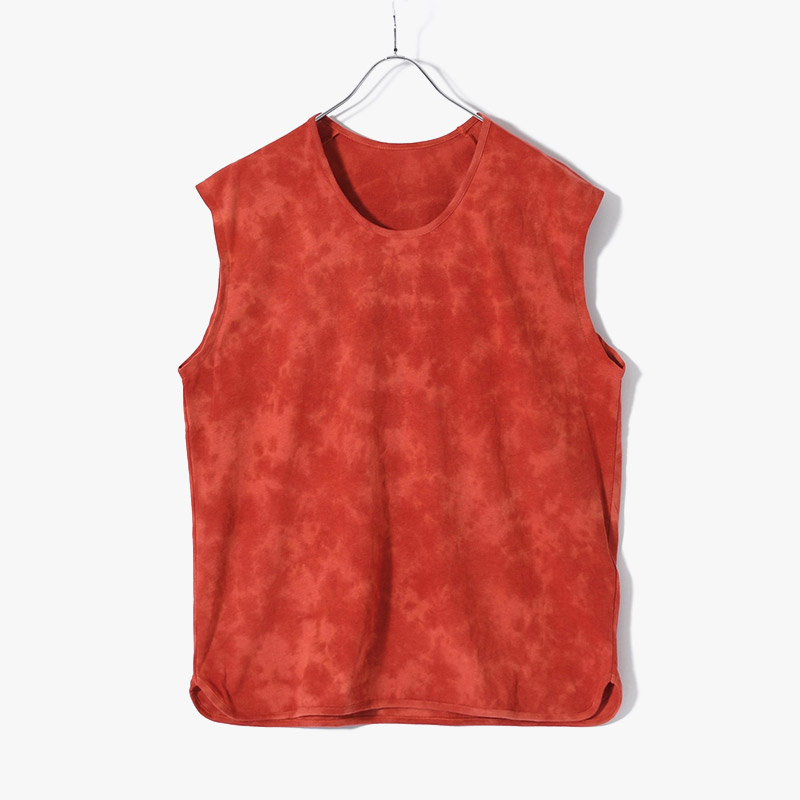 HEMP ORGANIC COTTON SLEEVE-LESS NEP TEE -RED-