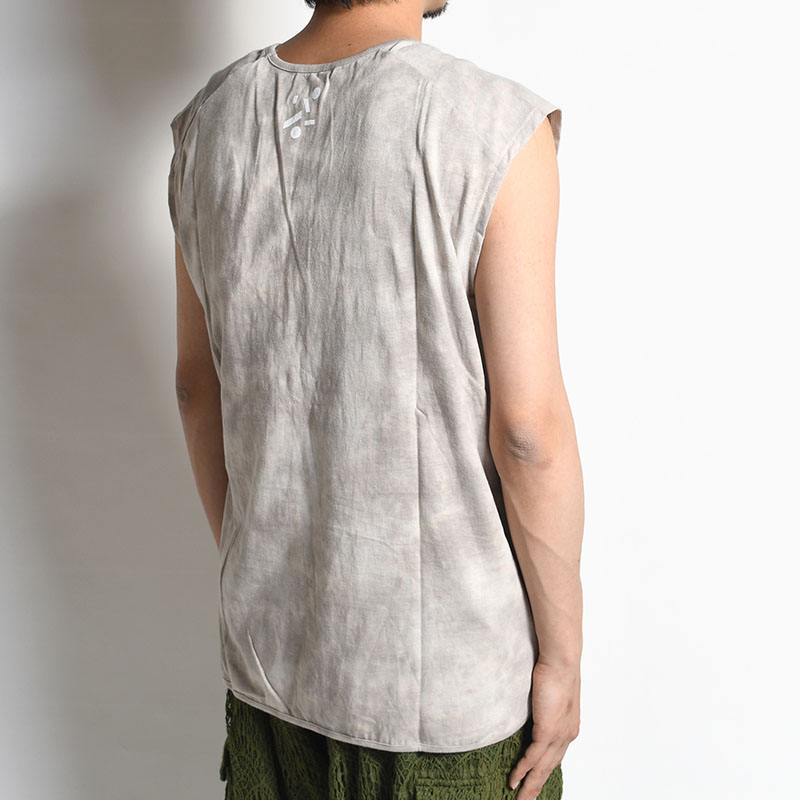 HEMP ORGANIC COTTON SLEEVE-LESS NEP TEE -GRAY-