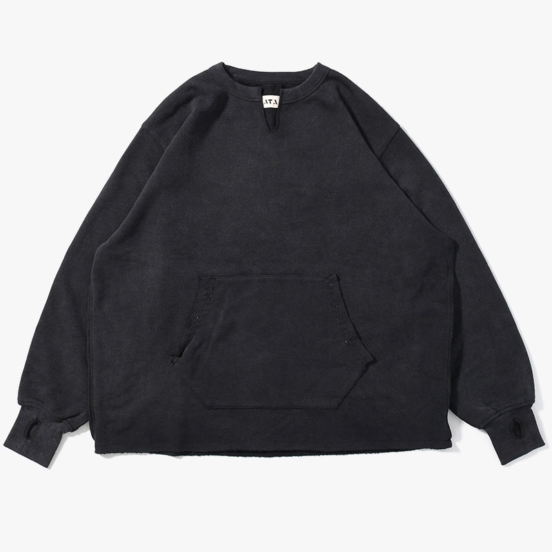 BAMBOO COTTON FRENCH TERRY CREW NECK -BLACK-