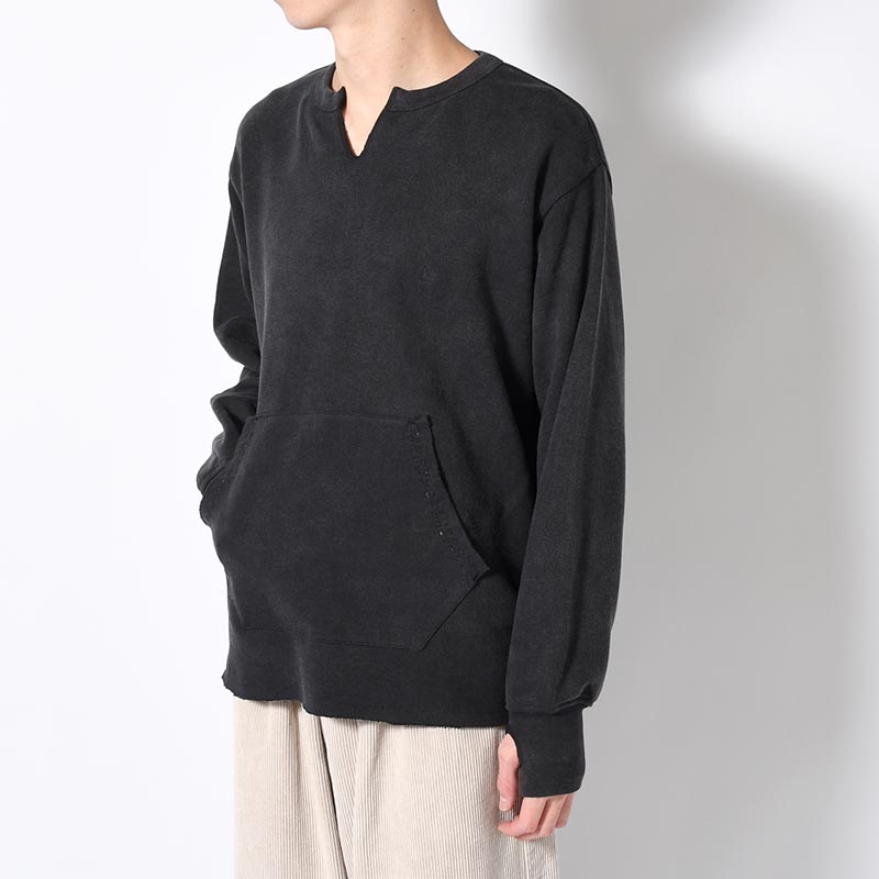 BAMBOO COTTON FRENCH TERRY CREW NECK -BLACK-