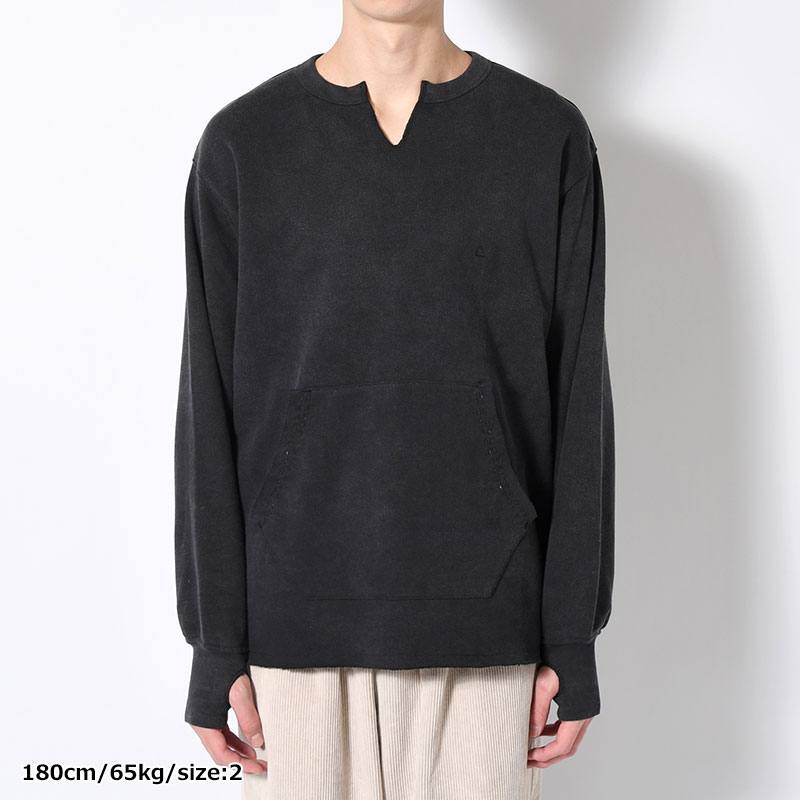 BAMBOO COTTON FRENCH TERRY CREW NECK -BLACK-