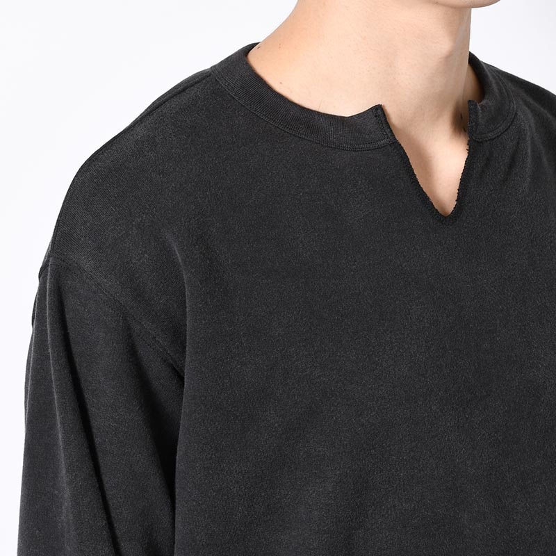 BAMBOO COTTON FRENCH TERRY CREW NECK -BLACK-