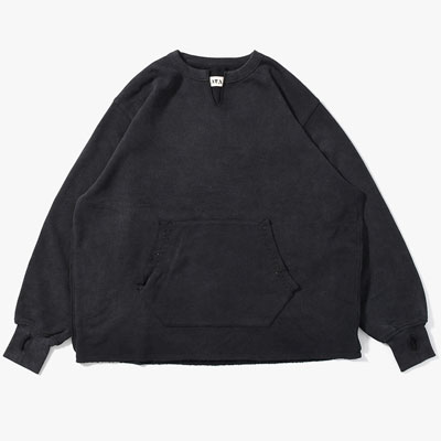 BAMBOO COTTON FRENCH TERRY CREW NECK -BLACK-