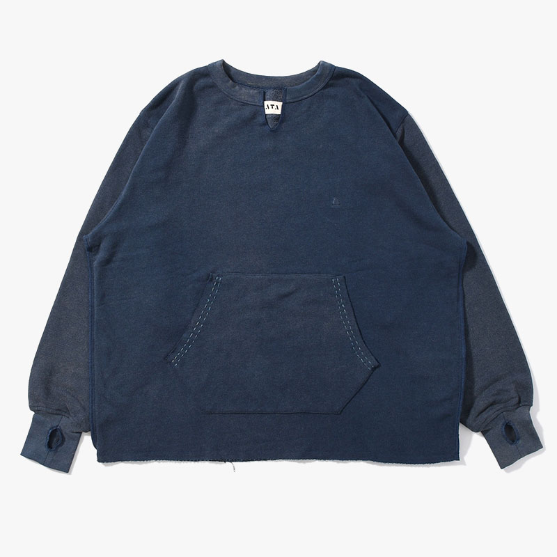 BAMBOO COTTON FRENCH TERRY CREW NECK -NAVY-