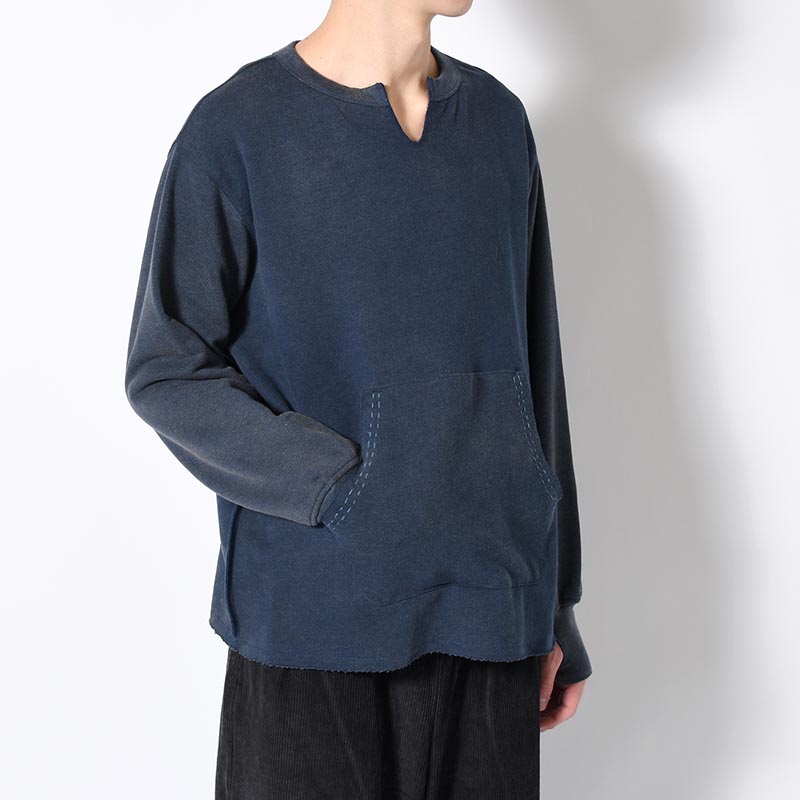 BAMBOO COTTON FRENCH TERRY CREW NECK -NAVY-