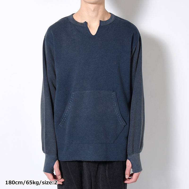 BAMBOO COTTON FRENCH TERRY CREW NECK -NAVY-