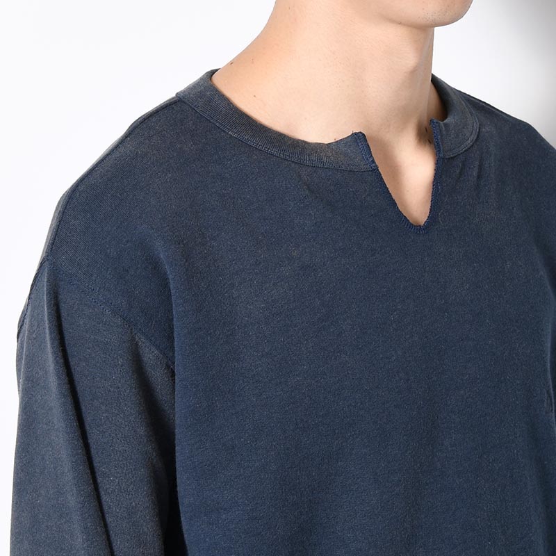 BAMBOO COTTON FRENCH TERRY CREW NECK -NAVY-