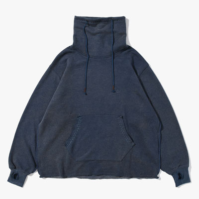 BAMBOO COTTON FRENCH TERRY HIGH NECK -NAVY-