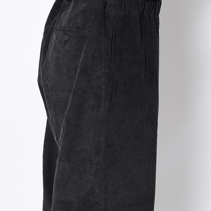 8W CORD FRONT GATHERS EASY PANTS -BLACK-