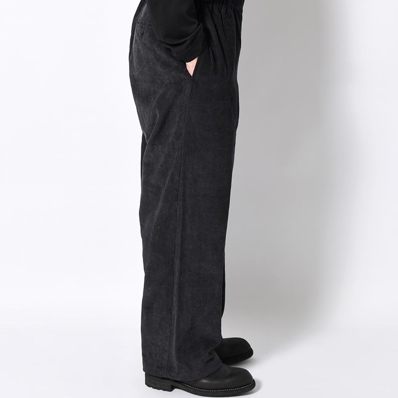 8W CORD FRONT GATHERS EASY PANTS -BLACK-