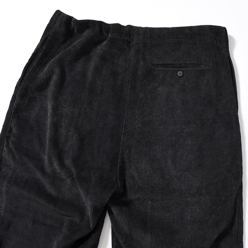 8W CORD FRONT GATHERS EASY PANTS -BLACK-