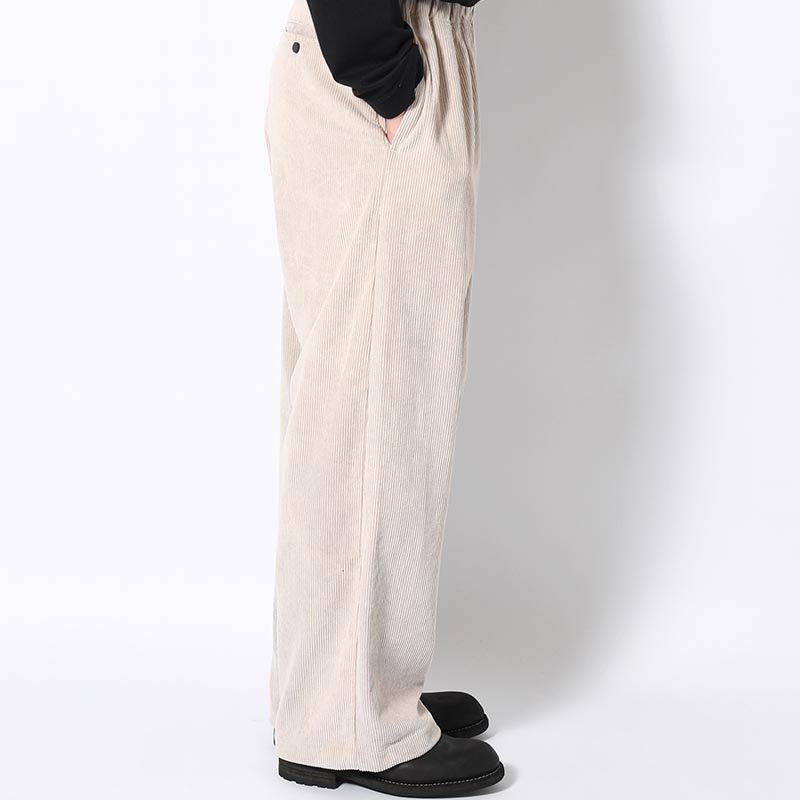 8W CORD FRONT GATHERS EASY PANTS -LIGHT GRAY-