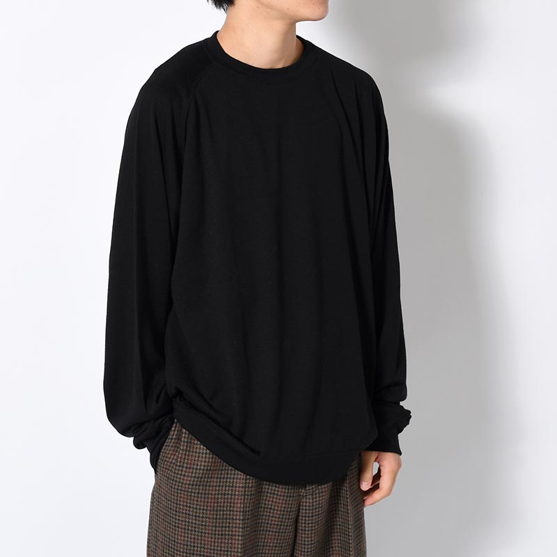 MERINO WOOL LS TEE -BLACK-