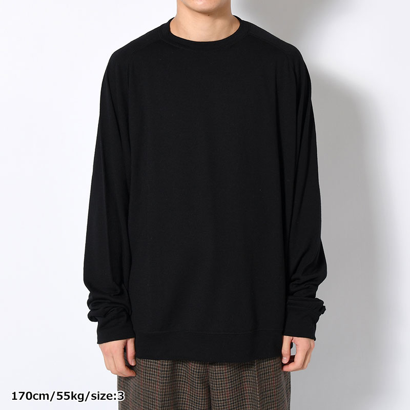 MERINO WOOL LS TEE -BLACK-