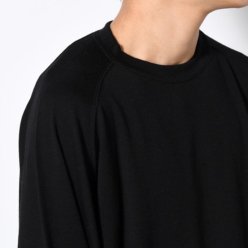 MERINO WOOL LS TEE -BLACK-