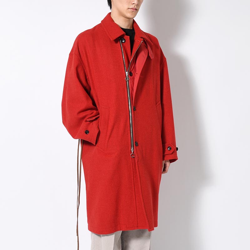 ROUND COAT TWEED -RED-