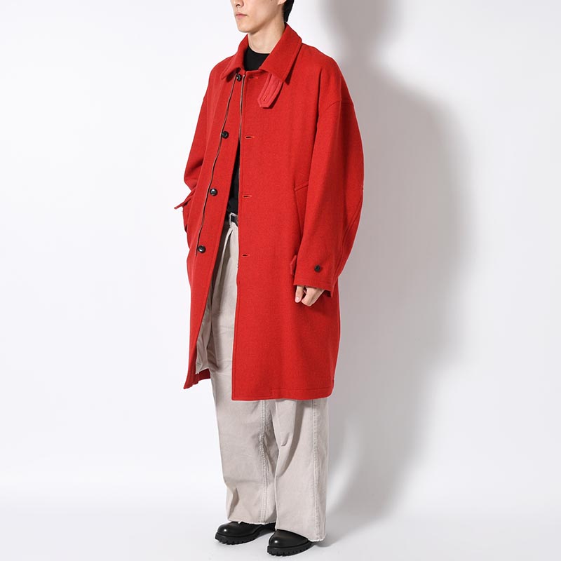 ROUND COAT TWEED -RED-