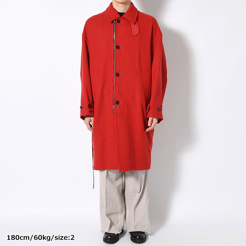 ROUND COAT TWEED -RED-