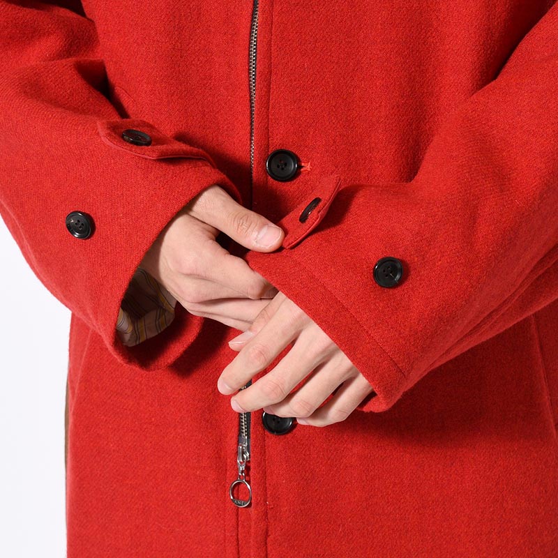 ROUND COAT TWEED -RED-