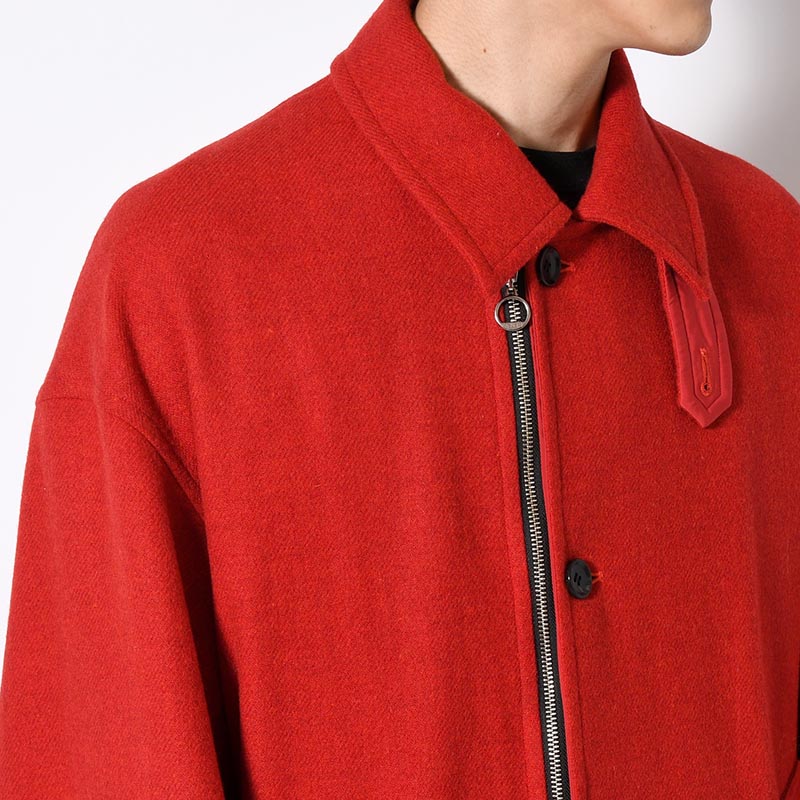 ROUND COAT TWEED -RED-