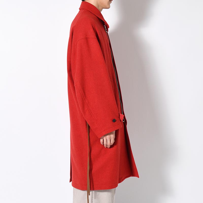 ROUND COAT TWEED -RED-